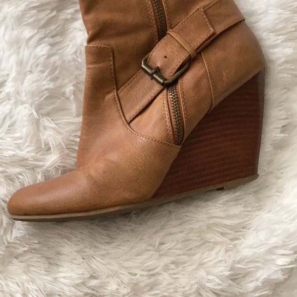 Nine West Tan Wedge Heel Boots - Picture 4 of 7